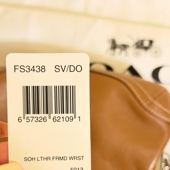 NWT Vintage Coach Soho Kisslock ran leather framed wristlet clutch purse - Picture 7 of 7